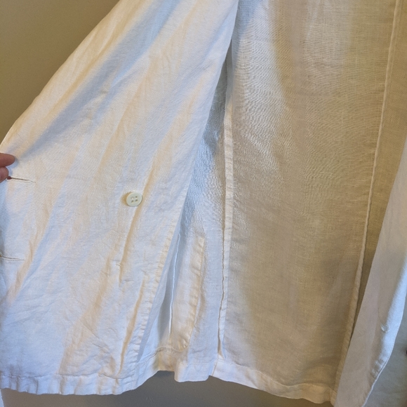 BENETTON White Linen Double Breasted Blazer - Picture 5 of 12